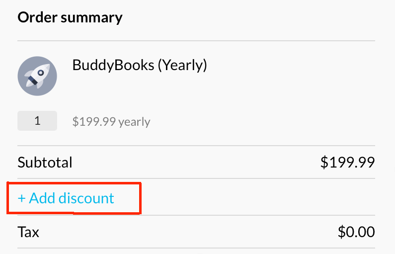 Screenshot showing where to enter a coupon code on the checkout screen
